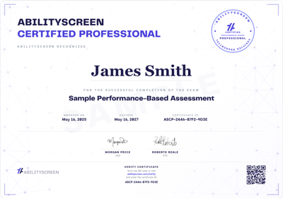 Sample certificate